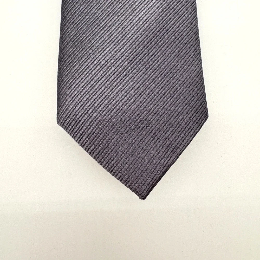 Ralph Lauren Grey Slim Necktie Modern Formal Textured Ribbed Business Wedding
